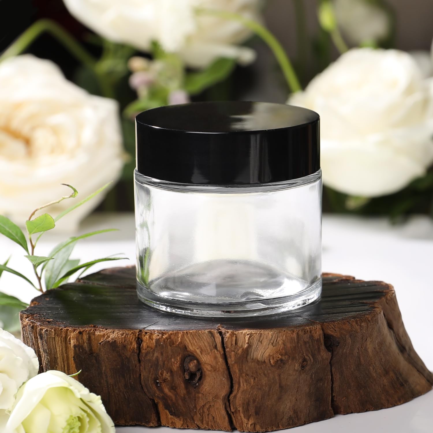 2 Oz Glass Jars With Lids,3 Pack Clear Small Glass Cosmetic Jars With Lids,60 Ml Empty Glass Makeup Containers For Sample, Cream